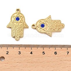 304ステンレスペンダント  サファイアラインストーン付き  ダビデの星のチャームが付いたハムサの手  14KGP本金メッキ  28x19x3mm  穴：2.2mm&nbsp;STAS-L022-052G-01