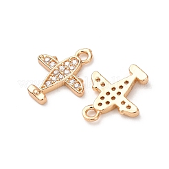 Brass Micro Pave Clear Cubic Zirconia Charms&nbsp;ZIRC-L105-15G