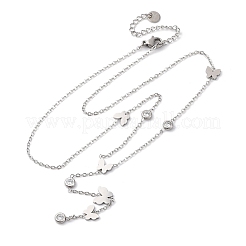 304 Stainless Steel Crystal Rhinestone Butterfly Lariat Necklaces&nbsp;NJEW-R026-12P