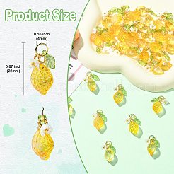ガラスとアクリルのペンダント40個、2つのスタイル  レモン  304ステンレススチール製丸カン付き  ゴールド  22mm  20個/スタイル&nbsp;PALLOY-CJ00173