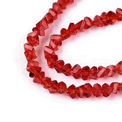 透明ガラスビーズ連売り  三角形  多面カット  クリムゾン  2~2.5x3.5~4x3.5~4mm  穴：0.8mm  約126~132個/連  13.78~14.96''（35~38センチメートル）&nbsp;GLAA-N018-3mm-09