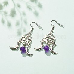 Woven Net with Natural Malaysia Jade Dangle Earrings&nbsp;EJEW-JE04945-04