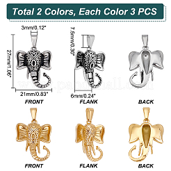 6Pcs 2 Colors PVD Vacuum Plating 304 Stainless Steel Pendants&nbsp;STAS-UN0038-90