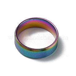 201ステンレススチール製ワイドバンド指輪（女性・男性用）  プレーンバンドリング  虹色  8mm  内径：usサイズ13 1/4（22.4mm）&nbsp;RJEW-WH0009-13I-M