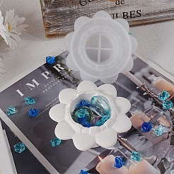 食品グレードのDIYホルダーシリコン型  レジン型  花  ホワイト  98x44mm&nbsp;PW-WG6FC12-01