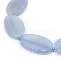 天然石瑪瑙ビーズ連売り  染め  オーバル  空色  49.5x29.5~30x4.5~5mm  穴：2mm  約8個/連  16.7インチ（42.5cm）&nbsp;G-F655-18C