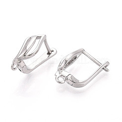 真鍮製フープピアスパーツ  カドミウムフリー＆ニッケルフリー＆鉛フリー  葉  プラチナメッキ  17x13x6.5mm  穴：1.5mm  ピン：1mm&nbsp;KK-N267-28P