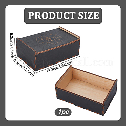 1Pc Rectangle Engraved Wooden Sliding Lid Boxes&nbsp;CON-UN0001-03B