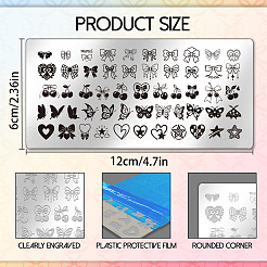 プラスチックとステンレスのネイルアート画像テンプレート  シリコンシールスタンプ＆スクレーパー付き  透明  6.3x3.15cm&nbsp;AJEW-UN0002-41