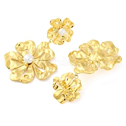 304 Stainless Steel Flower Dangle Stud Earrings for Women&nbsp;EJEW-U023-04G-01