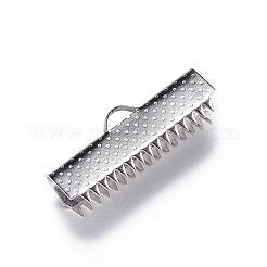304ステンレススチールリボンカシメエンドパーツ  長方形  ミックスカラー  10x25mm  穴：3x1.5mm&nbsp;STAS-N0013-05