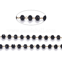 Brass Handmade Faceted Glass Beaded Chains&nbsp;CHC-F012-02B