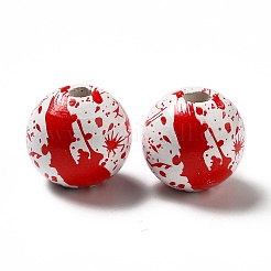 Halloween Theme Printed Natural Wooden Beads&nbsp;LS-WOOD-L020-C03