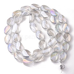透明電気めっきガラス ビーズ 連売り  ABカラーメッキ  ティアドロップ  クリアAB  18.5x12.5x6mm  穴：1mm  約40個/連  29.29インチ（74.4cm）&nbsp;EGLA-C001-AB02