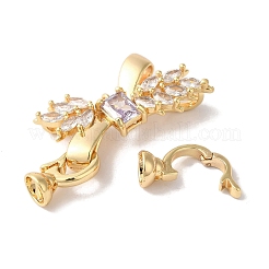 Brass Micro Pave Cubic Zirconia Fold Over Clasps&nbsp;KK-B098-09G-03