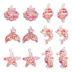 24Pcs 6 Styles Resin Pendants&nbsp;RESI-TA0003-27