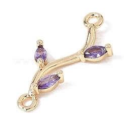Brass Micro Pave Cubic Zirconia Connector Charms&nbsp;CU-CBAA2A4-01G-02