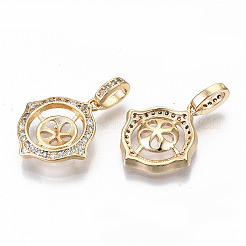 Brass Micro Pave Clear Cubic Zirconia Peg Bails Pendants&nbsp;KK-T062-13G-NF