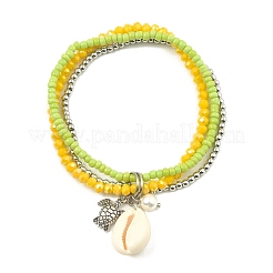 3Pcs 3 Colors Electroplate Glass & Shell Stretch Bracelets for Women&nbsp;BJEW-TA00381