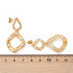 304ステンレススチールナゲットダングルスタッドピアス  模造パールと  18KGP本金メッキ  42x23mm&nbsp;EJEW-S265-02G
