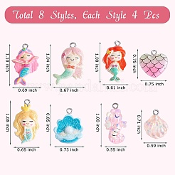 32Pcs 8 Styles Opaque & Transparent Resin Pendants&nbsp;RESI-SZ0001-93