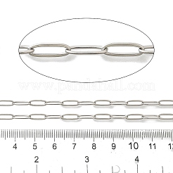 変色しにくい304ステンレススチールのペーパークリップチェーン  描かれた細長いアズキチェーン  ハンダ付け  スプールで  ステンレス鋼色  10x3.5x0.8mm  約16.4フィート（5m）/ロール&nbsp;STAS-F260-04P