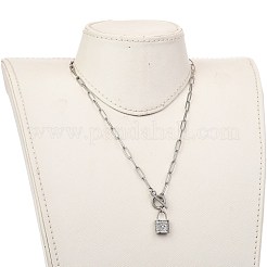 Brass Micro Pave Clear Cubic Zirconia Pendant Necklaces&nbsp;NJEW-JN02952