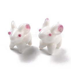 手作りランプワークビーズ  兎  ホワイト  20~22x12.5~13x20mm  穴：1.4~1.6mm&nbsp;LAMP-I024-37