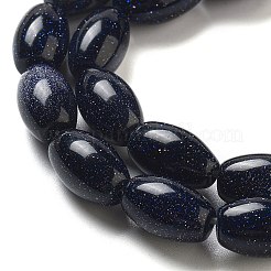 合成ブルーゴールドストーン青金砂石ビーズ連売り  ライス  12x8mm  穴：1.2mm  約33個/連  15.94''（40.5センチメートル）&nbsp;G-B106-B01-01