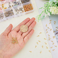 304ステンレススチール製スクリューアイピンペグベイル300個  片穴パーツ用  ゴールドカラー  8x4x1mm  穴：2mm  ピン：1.4mm&nbsp;STAS-HY0001-11