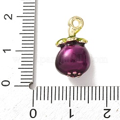 合金エナメルチャーム  野菜のチャーム  ゴールドカラー  ナスチャーム  17x10x8.5mm  穴：1.5mm&nbsp;AL-CBA24A7-01G-03