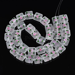 Handmade Frosted Lampwork Beads Strands&nbsp;LAMP-N021-38F