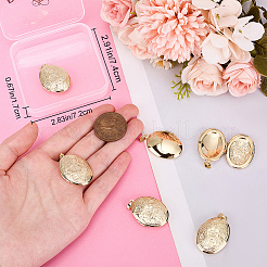 6Pcs Brass Locket Pendants&nbsp;KK-BBC0015-50