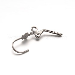 304ステンレススチールシェルフレンチフックピアス金具  カン付き  ステンレス鋼色  19x10.5x5.5mm  穴：1.5mm&nbsp;STAS-E103-04B