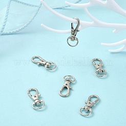 10本合金スイベルカニカン  スイベルスナップフック  プラチナ  30.5x11mm  穴：5x10mm&nbsp;PALLOY-CJ0002-68