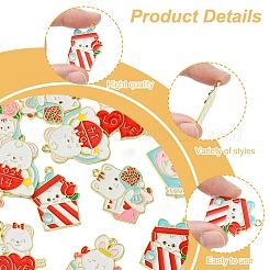 12Pcs 6 Styles Valentine's Day Alloy Enamel Pendants&nbsp;ENAM-FS0002-34
