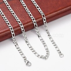 Tarnish Resistant Men's Casual Style 304 Stainless Steel Figaro Chain Necklaces&nbsp;STAS-O037-17P