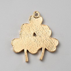 聖パトリックの日グリッター合金エナメルペンダント  ライトゴールド  クローバー  29.5x26.5x2mm  穴：2mm&nbsp;ENAM-CJC0003-58G-KCG