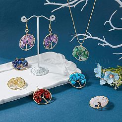 2 Sets Gemstone Copper Wire Wrapped Pendants&nbsp;FIND-FH0005-04