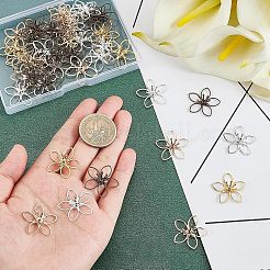 真鍮ビーズキャップ48色4個  5花びら  花  ミックスカラー  22.5~23.5x4.5~5mm  穴：0.8mm  12個/カラー&nbsp;KK-FH0004-38