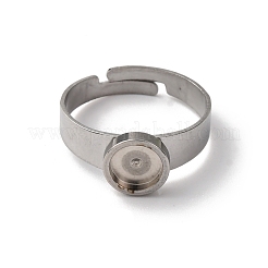 調節可能な304ステンレススチール製指輪部品  201ステンレススチール製プレーンパッドリングベース金具  フラットラウンド  ステンレス鋼色  トレイ：6mm  内径：18mm&nbsp;STAS-F149-21P-H01