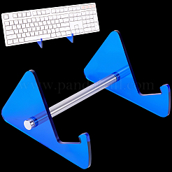 プラチナメッキの鉄製サポートを備えた 1 段アクリル キーボード ディスプレイ スタンド  ブルー  16x13.4cm&nbsp;ODIS-WH20015-06D-03
