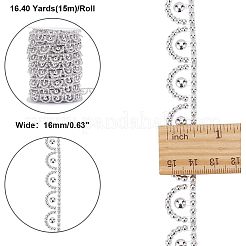 腹筋プラスチック ビーズ トリミング  エッジレースリボン  プラスチック製の空のスプール付き  銀  16x2mm  約16.40ヤード（15m）/ロール&nbsp;OCOR-WH0066-89A