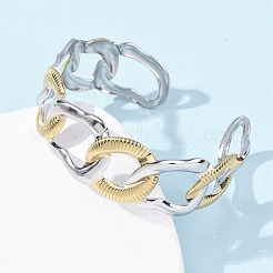 女性用楕円形 304 ステンレススチール カフ バングル  イオンプレーティング（ip）  ゴールデン·ステンレス鋼色  3/4インチ（2cm）  内径：2-1/4インチ（5.85cm）&nbsp;BJEW-B150-06GP