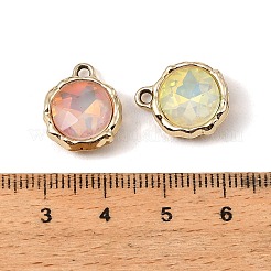 UVメッキ合金ガラスペンダント  フラットラウンドのチャーム  多面カット  ミックスカラー  ゴールドカラー  16x13.5x5.5mm  穴：1.8mm&nbsp;FIND-K032-44G