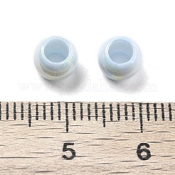 UVメッキレインボー虹色アクリルビーズ  バレル  大穴ビーズ  空色  6x4.5mm  穴：3.5mm&nbsp;PACR-D300-01H