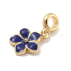 Rack Plating Alloy Enamel Flower European Dangle Charms&nbsp;FIND-B034-55G-02