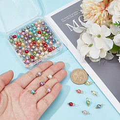 120Pcs 12 Colors Round Acrylic Beaded Charms&nbsp;PALLOY-GO00062