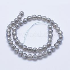 Electroplated Natural Grey Agate Beads Strands&nbsp;G-G724-8mm