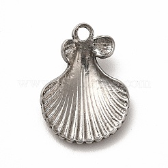 変色しない304ステンレススチールペンダント  シェル  ステンレス鋼色  18x13x3.5mm  穴：1.6mm&nbsp;STAS-P322-15P